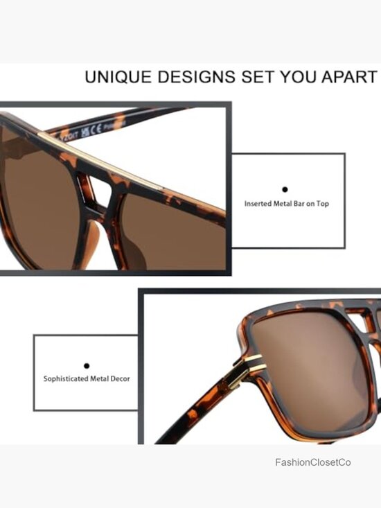 Retro Oversized Square Aviator Sunglasses Women Polarized Trendy Big Large main image 4